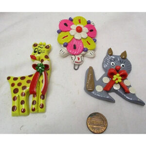 Giraffe Turtle Cat dough ornaments handmade holiday Christmas mobile child‎